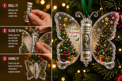 🦋 💵 Christmas Cash Gift Butterfly Ornament🎄 ✨