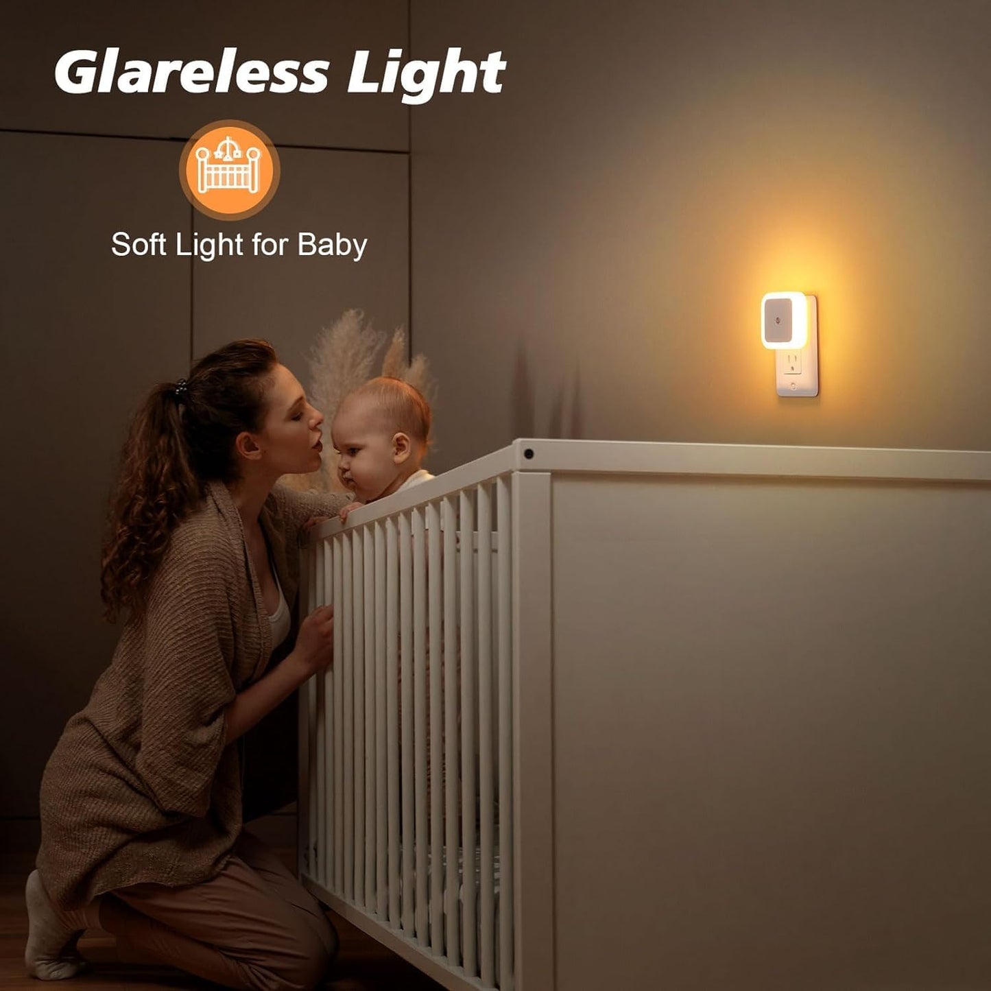 Warm night light beside baby's crib