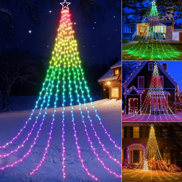 Multicolor outdoor solar string lights