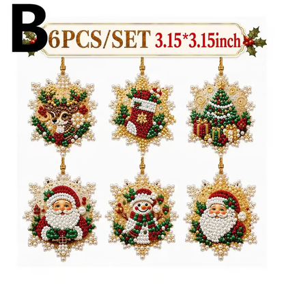 🎄Christmas Pearl & Gem Ornament Kit – 6 Piece DIY Set