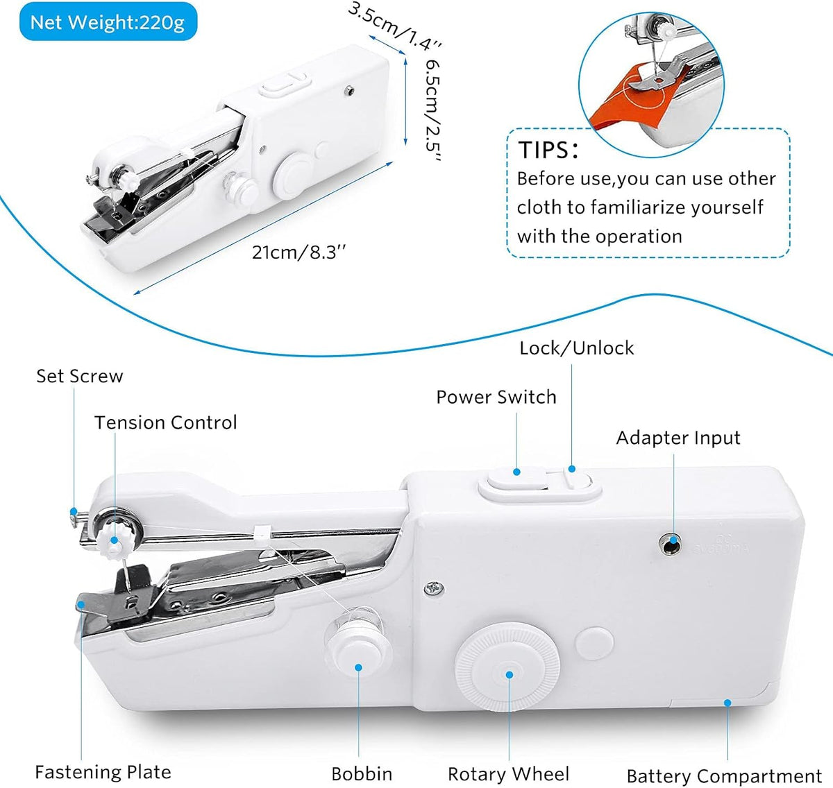 Portable Miniature Handheld Sewing Machine- Beginner-Simple Operation 🧵