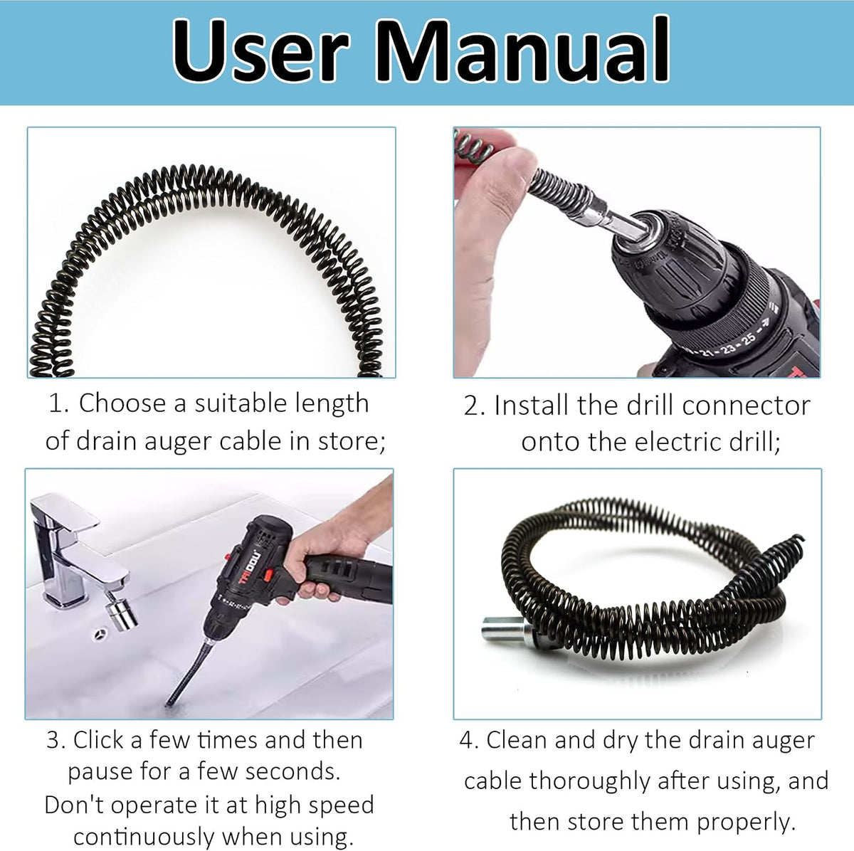 How to use drill powered drain auger