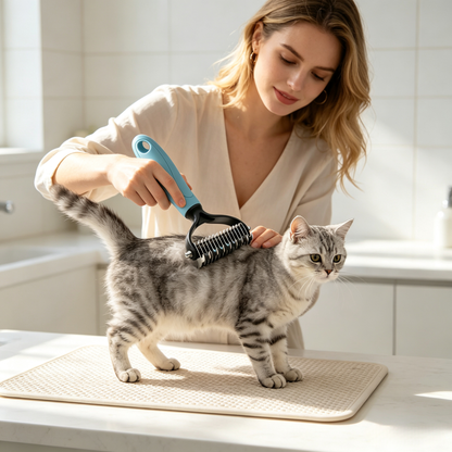 Double-Sided Pet Dematting Rake Comb for Cats & Dogs