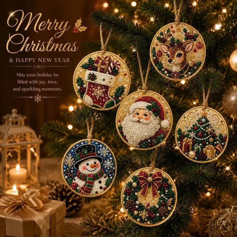 🎄Christmas Pearl & Gem Ornament Kit – 6 Piece DIY Set