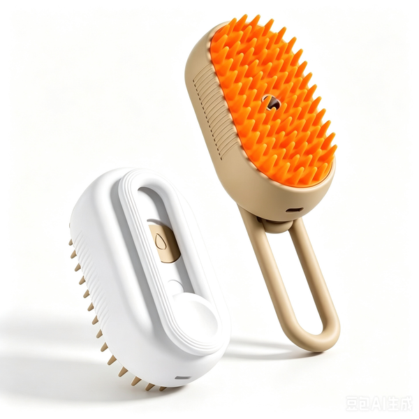 Rotating Handle Pet Steam Spray Grooming Brush for Cats & Dogs