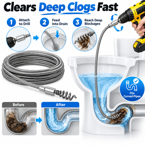 Drill-Powered Flexible Drain Auger