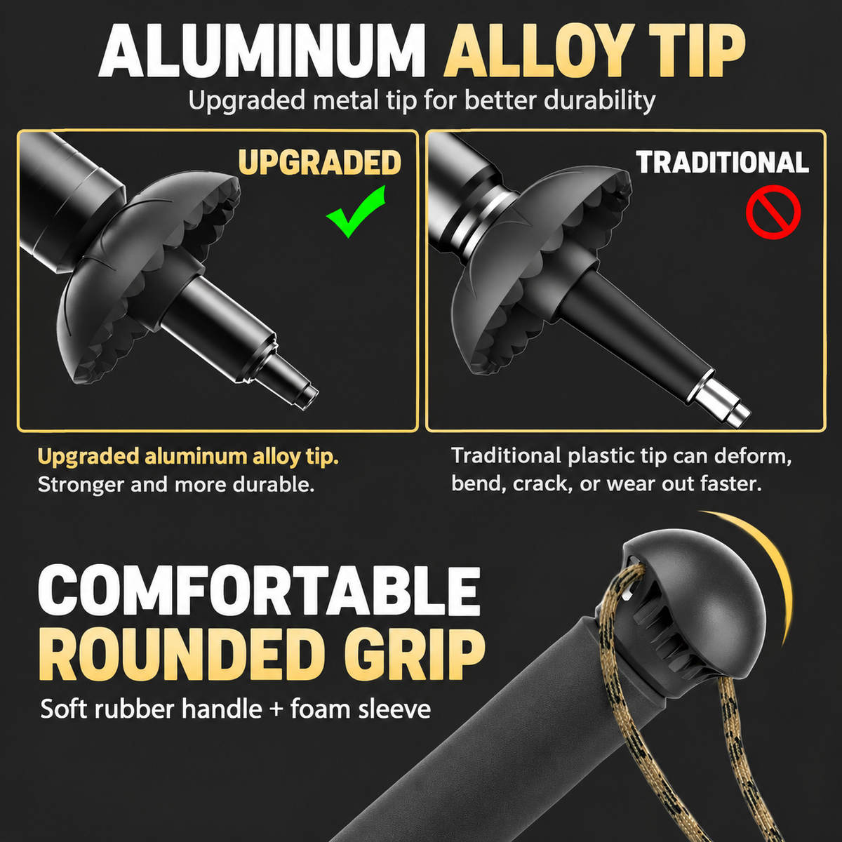 Modular Glow Trekking Pole with Detachable Flashlight