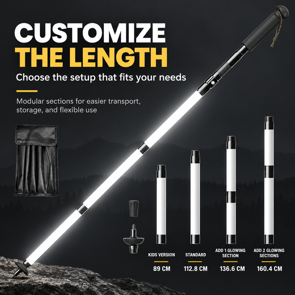 Modular hiking pole length configurations