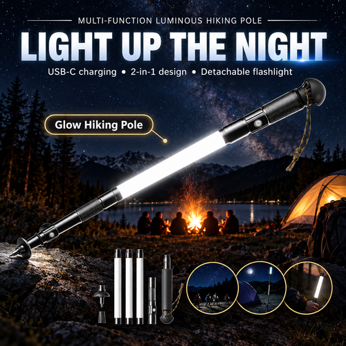 Modular Glow Trekking Pole with Detachable Flashlight