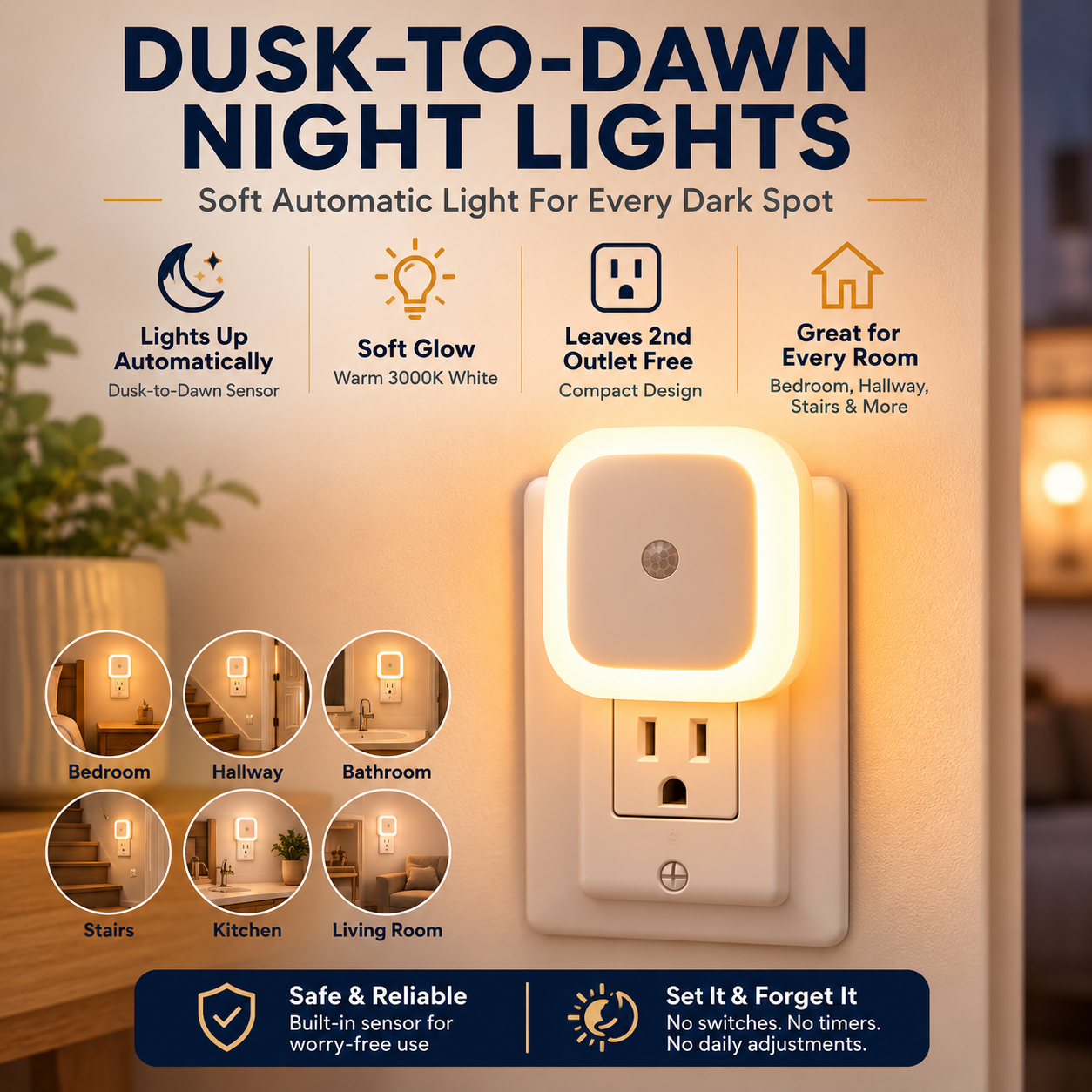 🔥Limited Time Buy More Get More Free!🔥SnugGlow™ Dusk-to-Dawn Night Lights