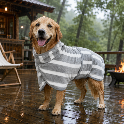 Pet Coral Fleece Bath Robe for Cats & Dogs – Soft Absorbent Quick-Dry Drying Towel