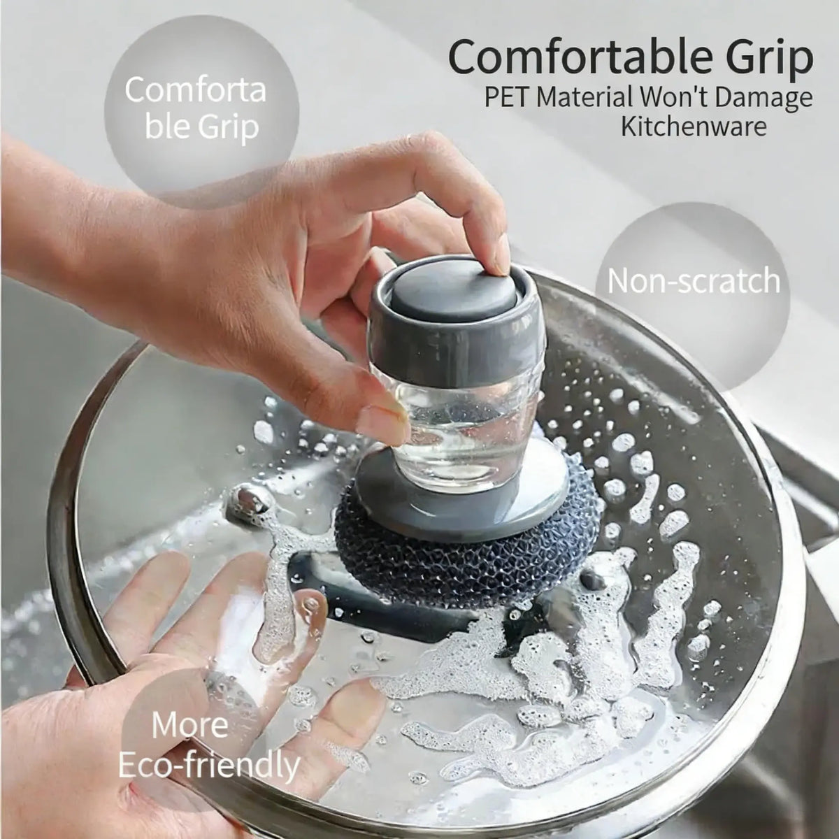 Comfortable palm grip dish brush