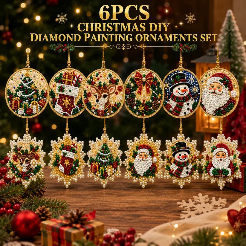 🎄Christmas Pearl & Gem Ornament Kit – 6 Piece DIY Set