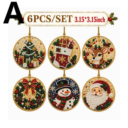 🎄Christmas Pearl & Gem Ornament Kit – 6 Piece DIY Set