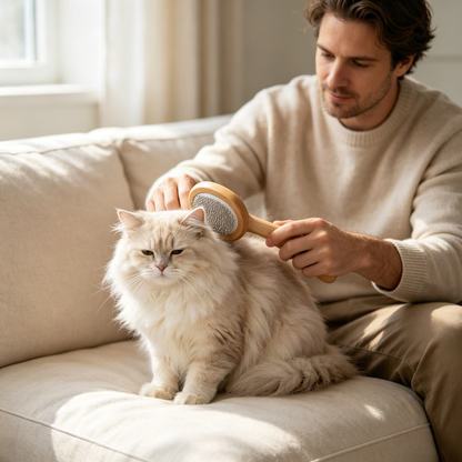 Small Wooden Pet Detangling Comb with Wave Handle
